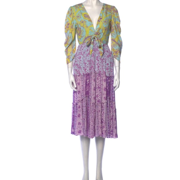 Hemant & Nandita tie front floral print color block midi sundress - Picture 6 of 7